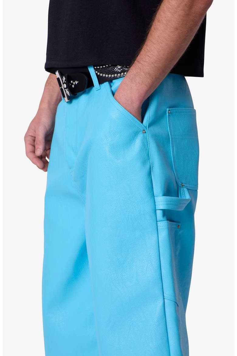 Ultra Baggy Faux Leather Work Shorts, Alternate, color, BLUE