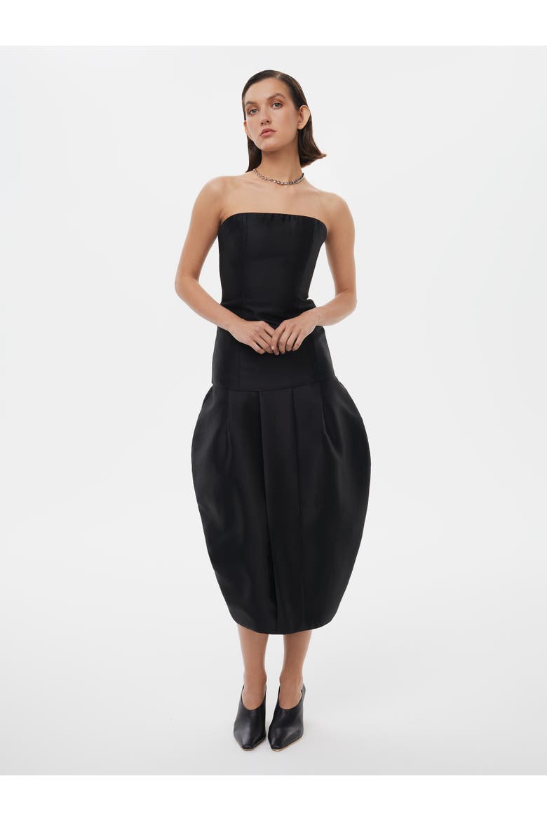 Silk Wool Blend Voluminous Tulip Skirt, Alternate, color, Black