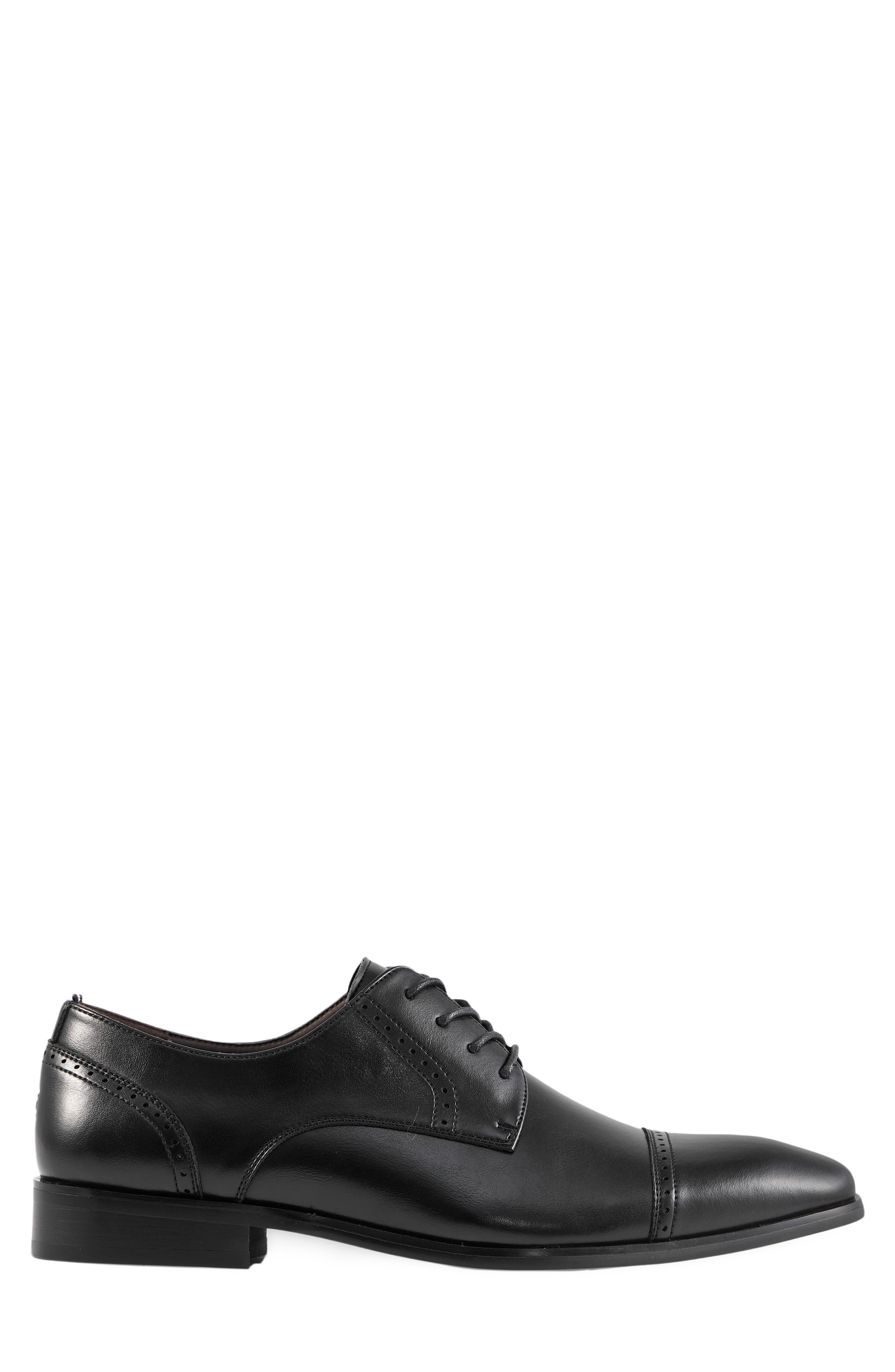 Solven Faux Leather Cap Toe Oxford, Alternate, color, BLACK