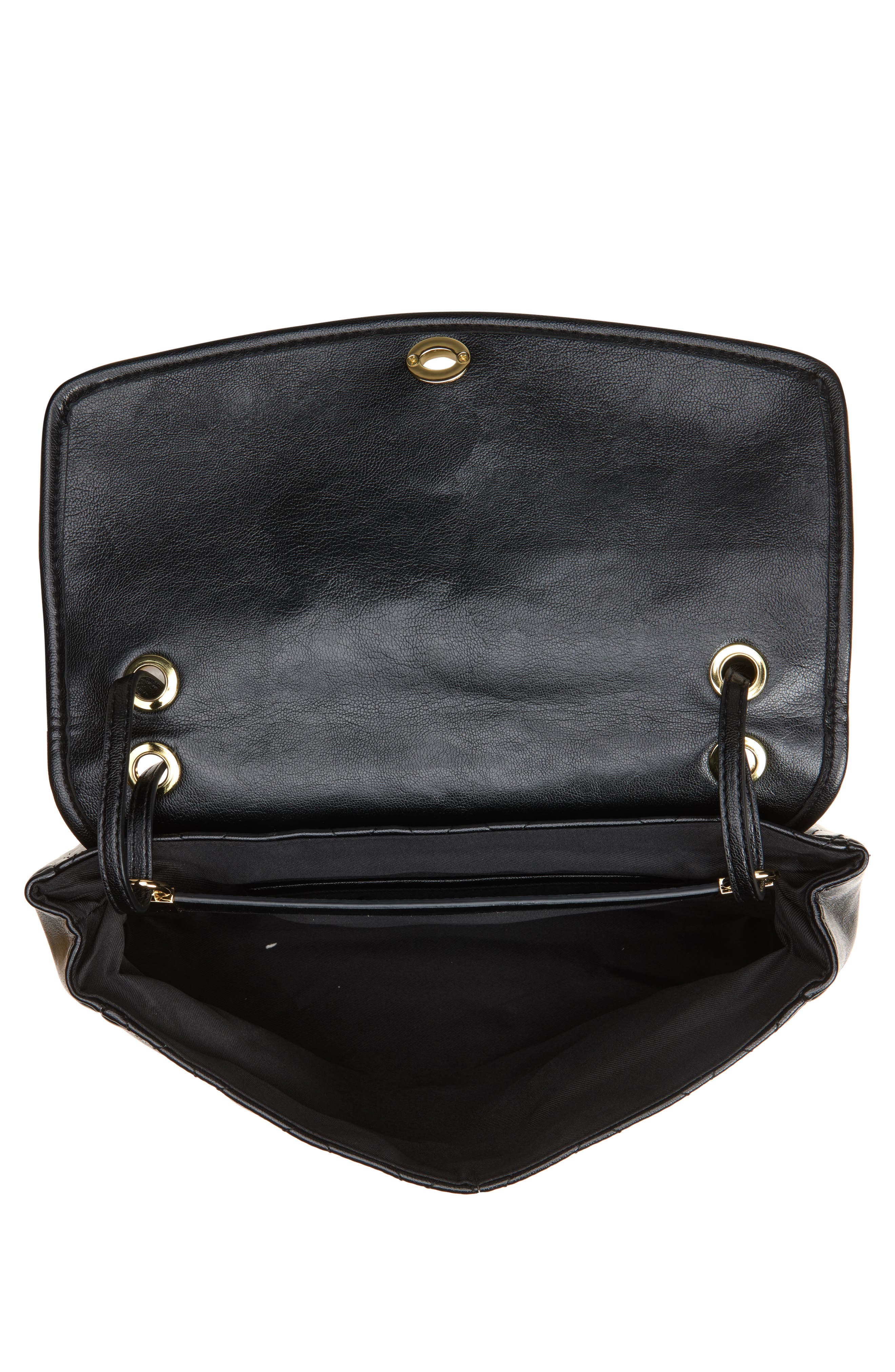 Charlie Quilted Faux Leather Shoulder Bag, Alternate, color, BLACK
