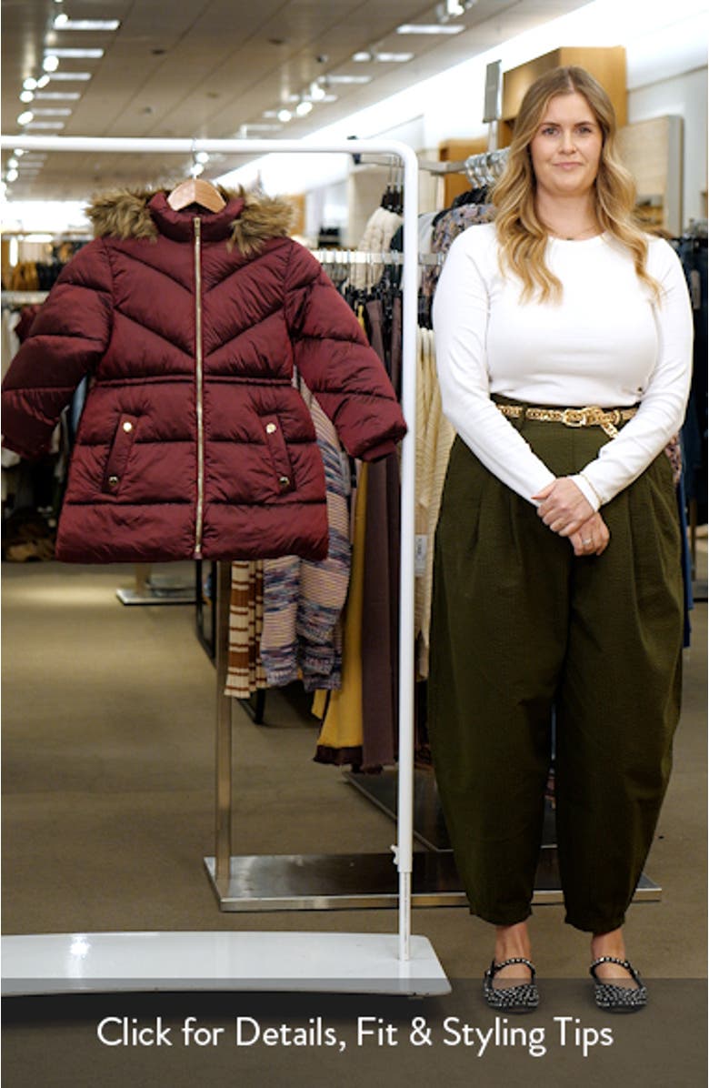 Kids' Hooded Puffer Coat with Faux Fur Trim, sales video thumbnail