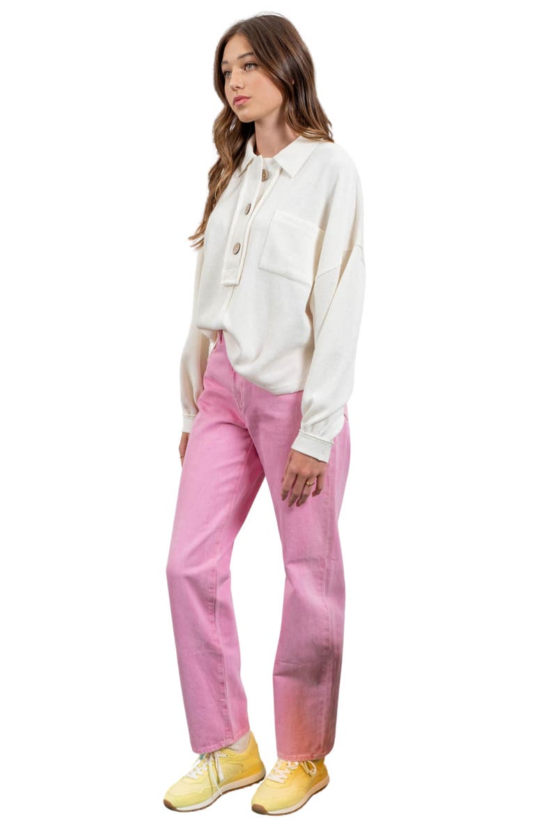 Blu Pepper Button Placket Sweater Top, Alternate, color, 