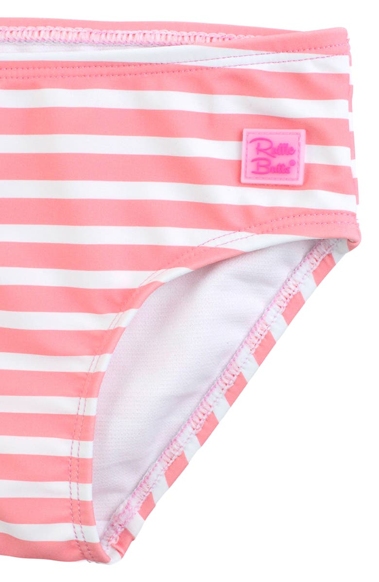 RuffleButts Kids' Long Sleeve Two-Piece Rashguard Swimsuit & Hat Set, Alternate, color, Flamingo Frenzy