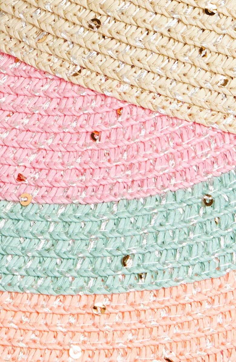 Capelli New York Kids' Sequin Straw Visor, Alternate, color, 