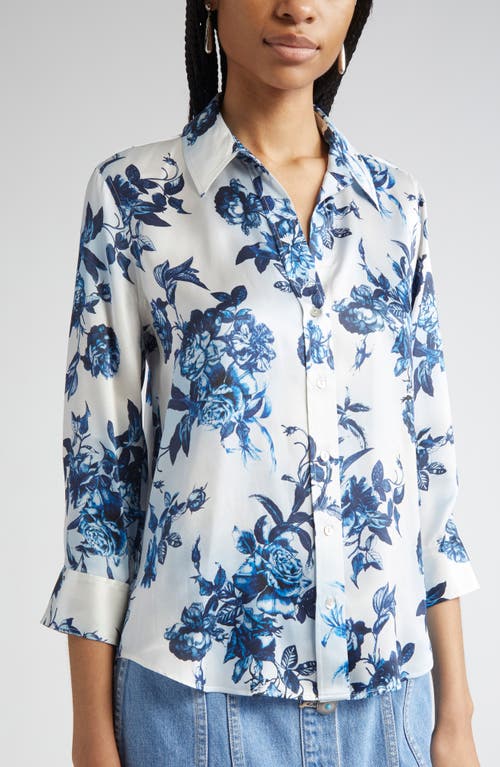 L AGENCE L'AGENCE DANI FLORAL SILK BUTTON-UP SHIRT 