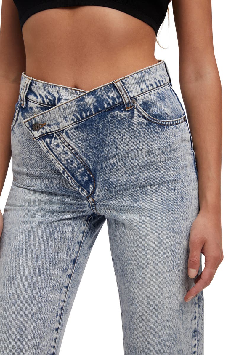Bardot Remi Crossover Waist Straight Leg Jeans, Alternate, color, Acid