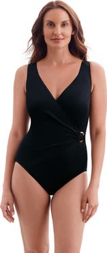 Longitude O-Ring Surplice Long Torso One-Piece Swimsuit