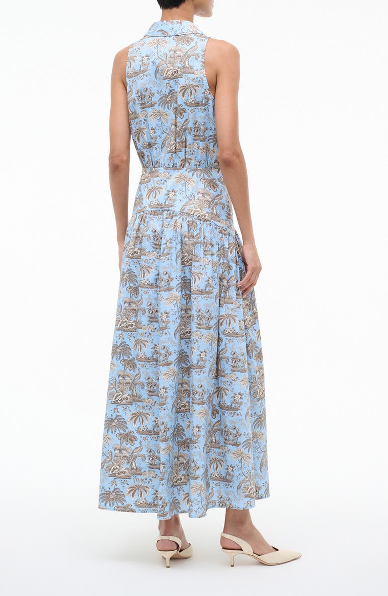 STAUD Romy Sleeveless Maxi Shirtdress, Alternate, color, Sky Toile