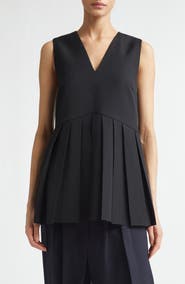 Jil Sander Pleated Wool Gabardine Top