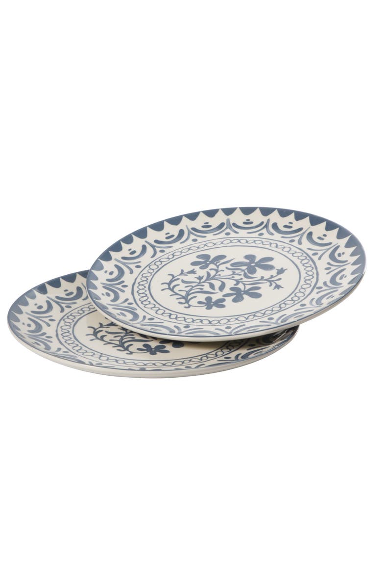 2-Time Oprah's Favorite Things Brand, Valencia Flor 2 Piece Stoneware Serving Platter Set, Alternate, color, Iris Blue