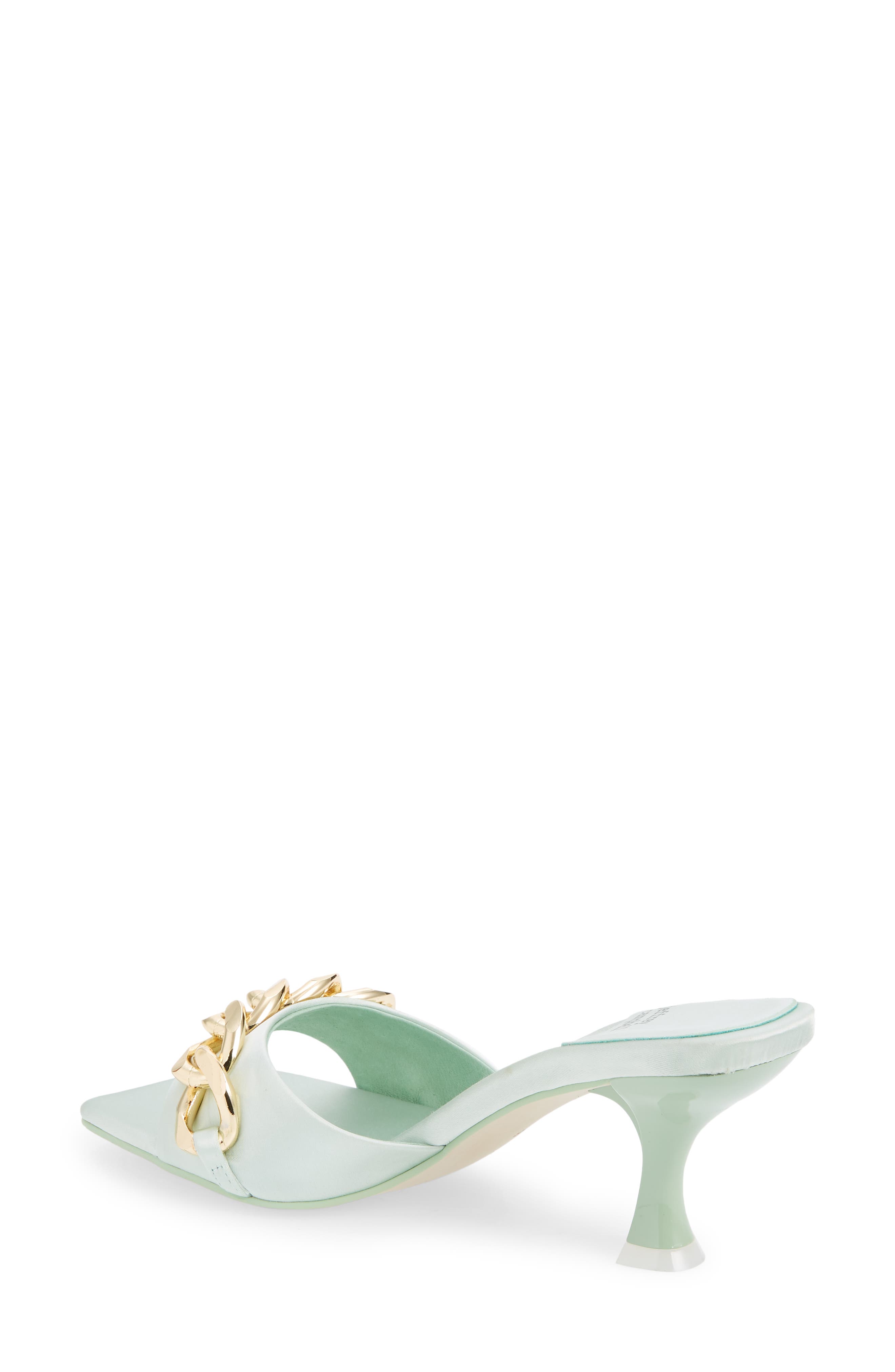 Mr Big Chain Slide Sandal, Alternate, color, MINT SATIN GOLD