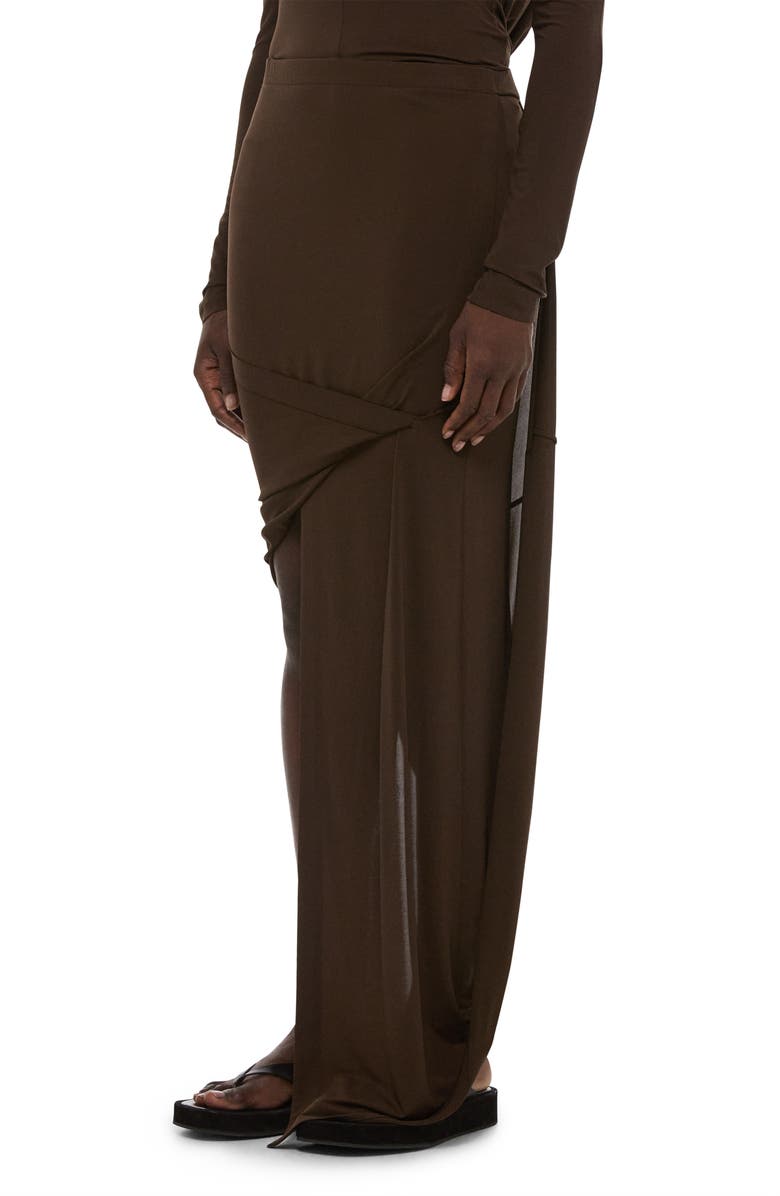 Helmut Lang Twist Drape Maxi Skirt, Alternate, color, Bistre