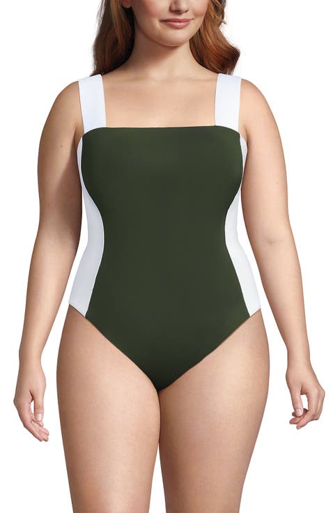 Square Neck High Leg One Piece Swimsuit