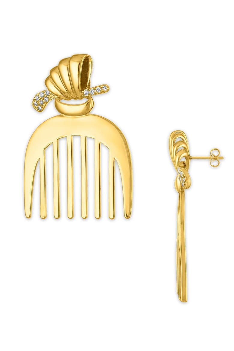 Comb Earrings, Alternate, color, Gold