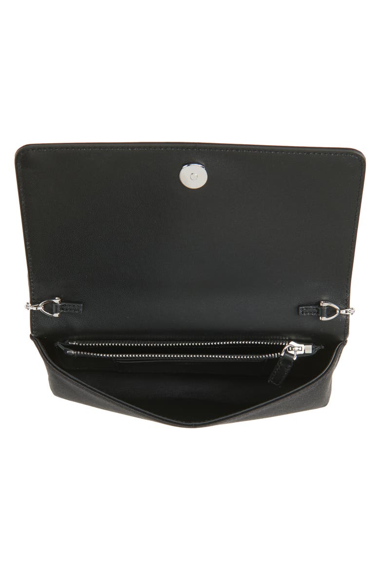 VLOGO Chain Strap Satin Wallet, Alternate, color, BLACK/ CRYSTAL