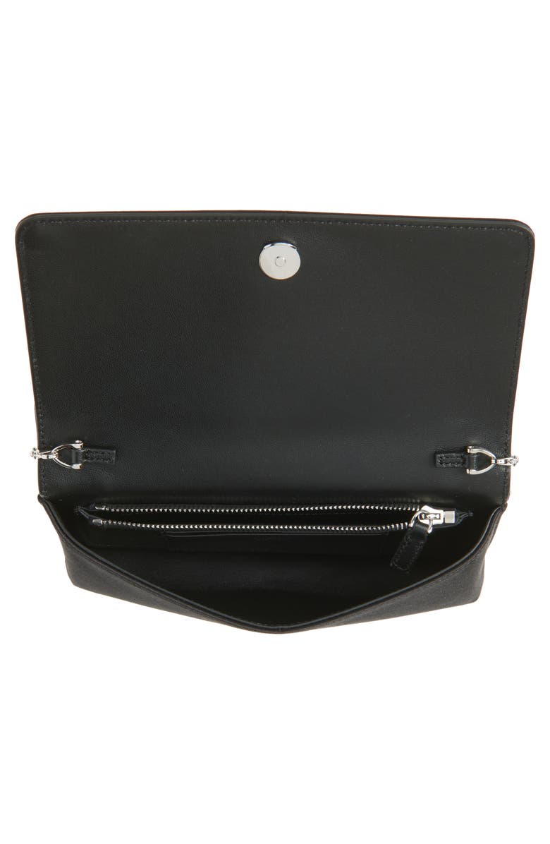 Valentino Garavani VLOGO Chain Strap Satin Wallet, Alternate, color, Black/ Crystal