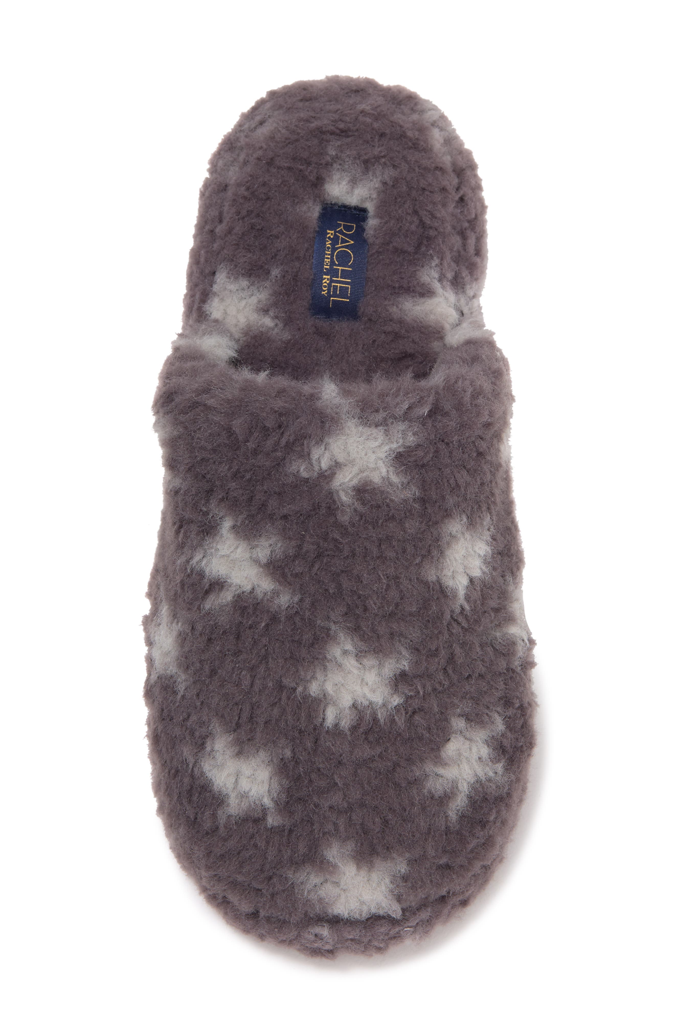 RACHEL Rachel Roy Star Print Faux Fur Slipper, Alternate, color, Grey