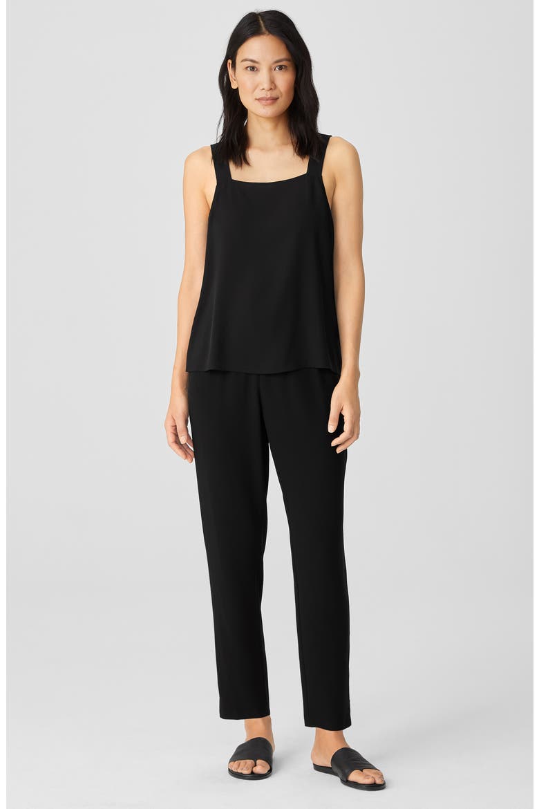 Square Neck Silk Camisole, Alternate, color, BLACK