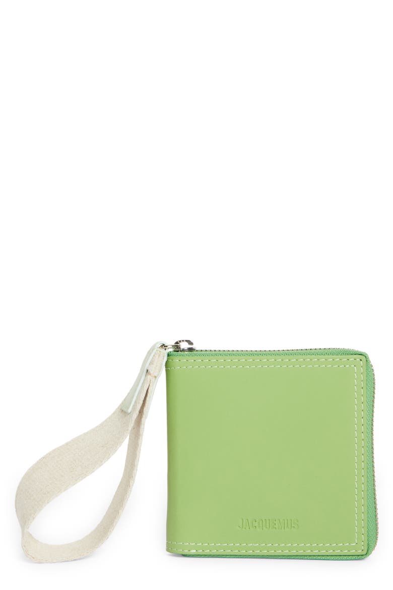 Le Carre Rond Leather Card Holder, Main, color, GREEN