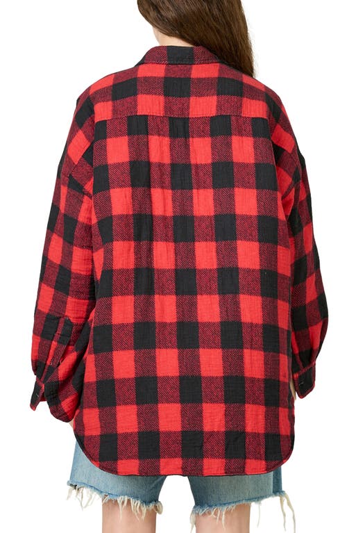 Denimist Buffalo Plaid Flannel Shirt Jacket In Red