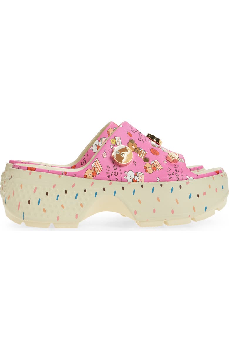 CROCS Line Friends Stomp Slide Sandal, Alternate, color, Bone/ Pink Multi