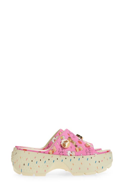 Crocs Line Friends Stomp Slide Sandal In Bone/pink Multi