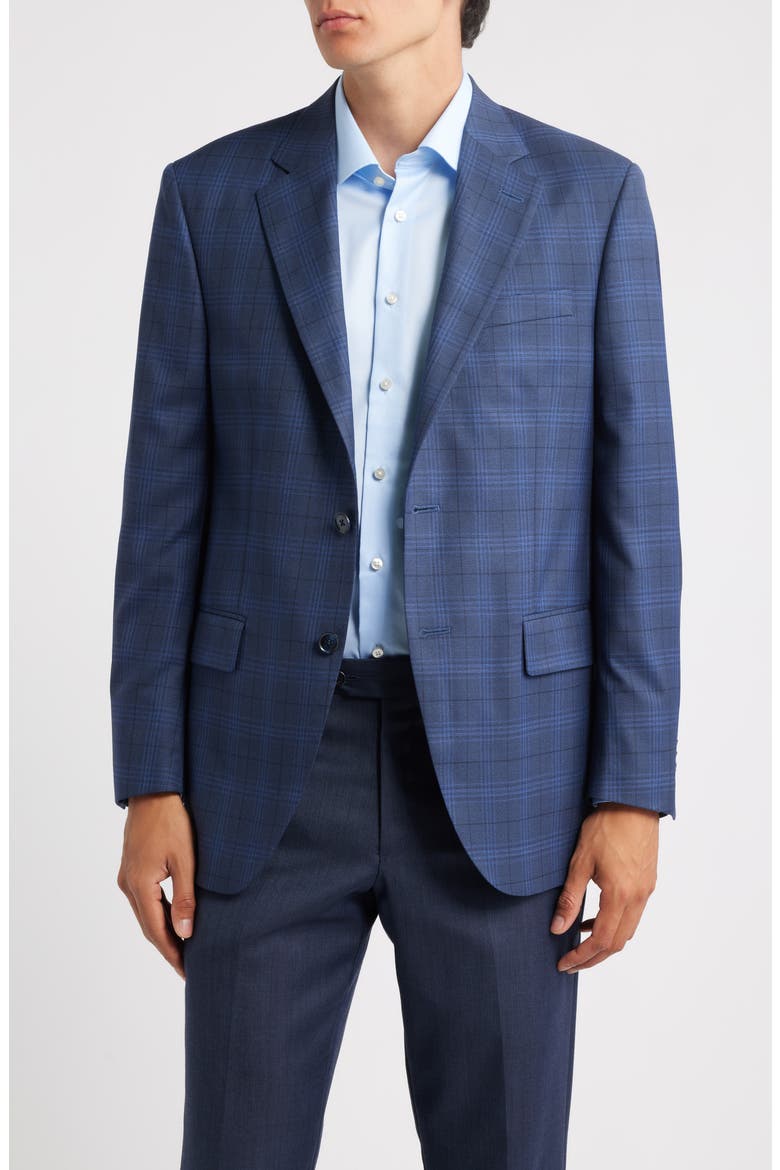 Flynn Classic Fit Blue Plaid Wool Sport Coat, Main, color, NAVY