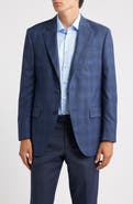 Peter Millar Flynn Classic Fit Blue Plaid Wool Sport Coat