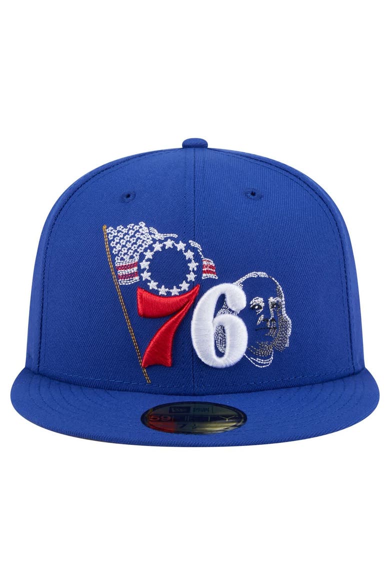Men's New Era Royal Philadelphia 76ers State Stitch 59FIFTY Fitted Hat, Alternate, color, Royal