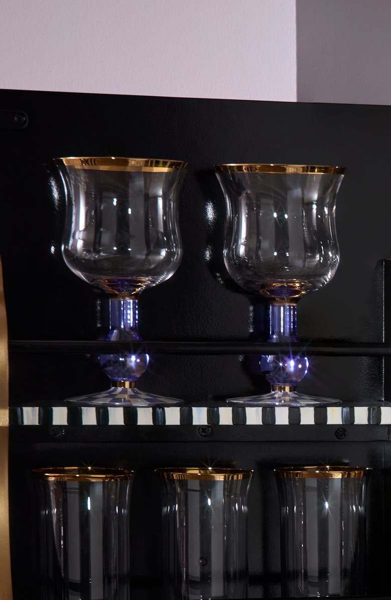 MACKENZIE CHILDS Violet Check Wine Glass, Alternate, color, Violet