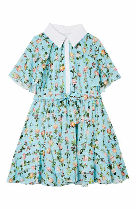 Burberry Kids' Mini Valerie Floral Print Cape Sleeve Dress