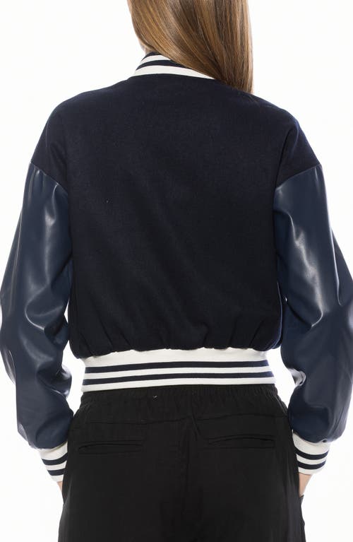 Alexia Admor Ciela Varsity Bomber Jacket In Blue
