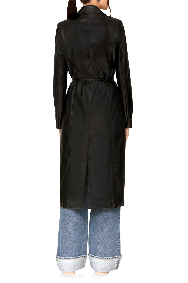 Double Breasted Faux Leather Coat, Alternate, color, BLACK