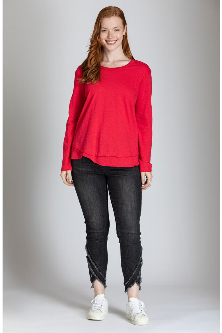 Layered Hem Cotton Slub Top, Alternate, color, RED
