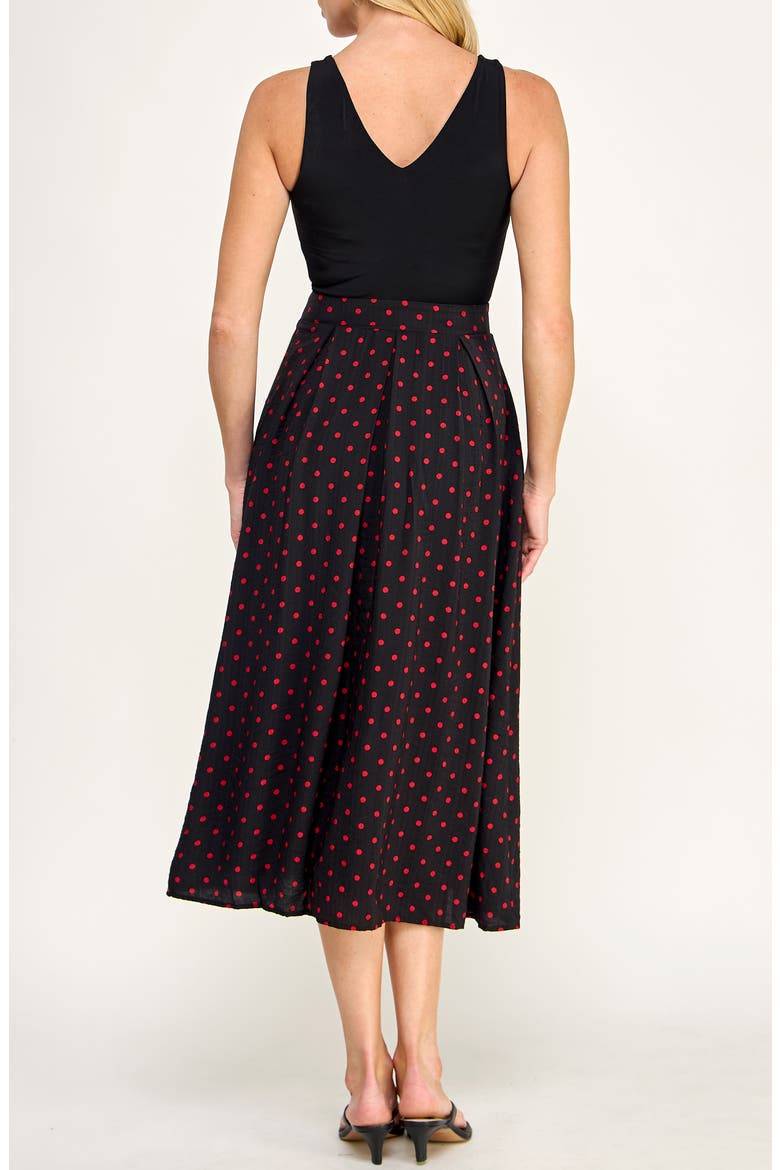 Mixed Media Midi Dress, Alternate, color, BLACK/ RED
