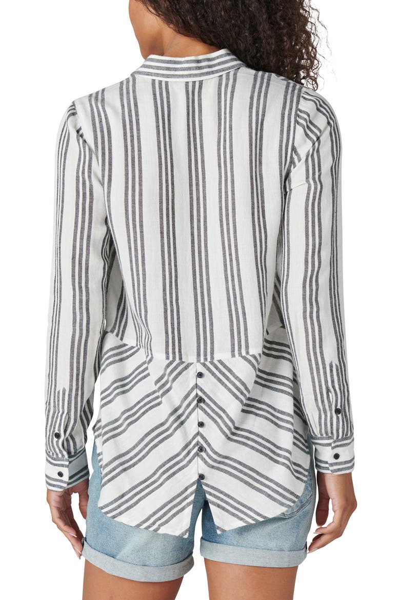 Stripe Woven Button-Down Shirt, Alternate, color, BLACK STRIPE