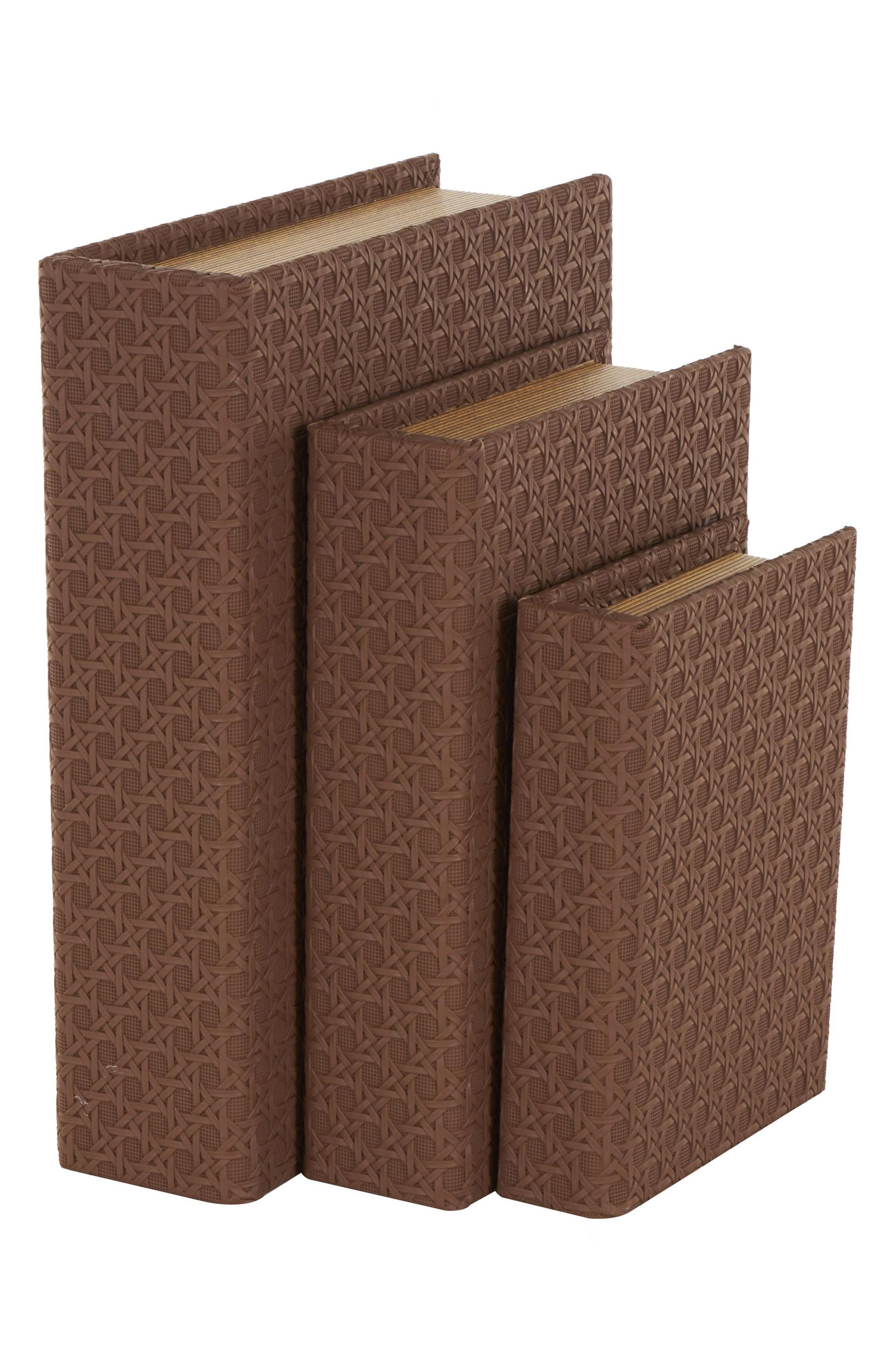 Set of 3 Faux Leather Book Boxes