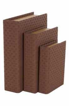 Set of 3 Faux Leather Book Boxes