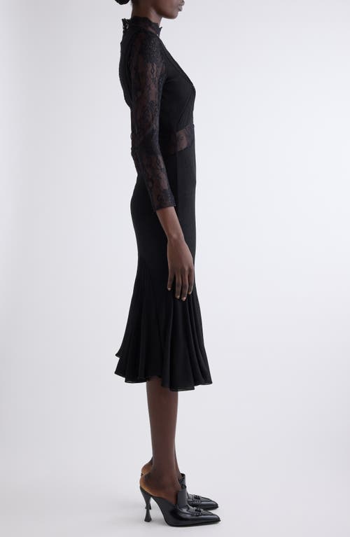 Givenchy Bracelet-sleeve Lace Inset Midi Dress In Black