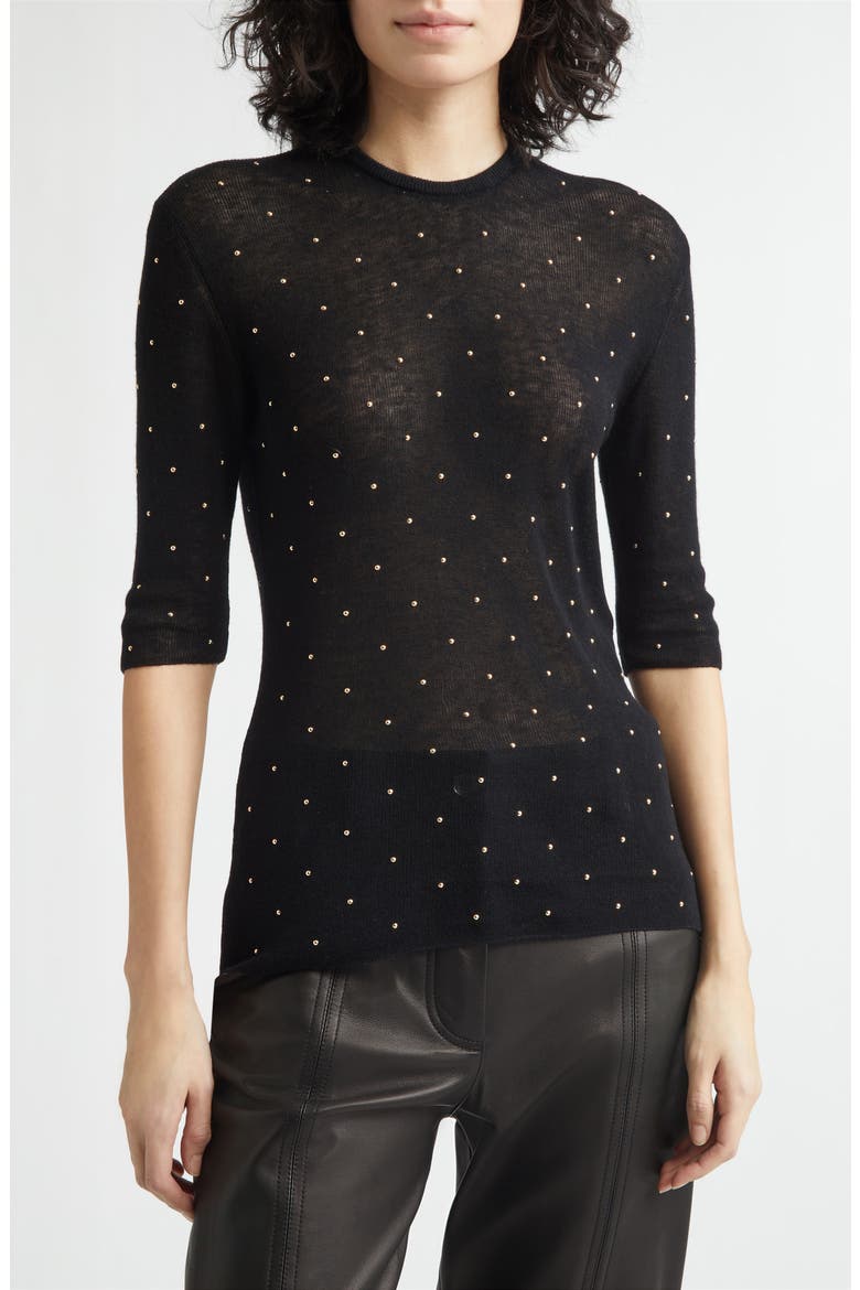 Studded Wool Sweater, Alternate, color, BLACK