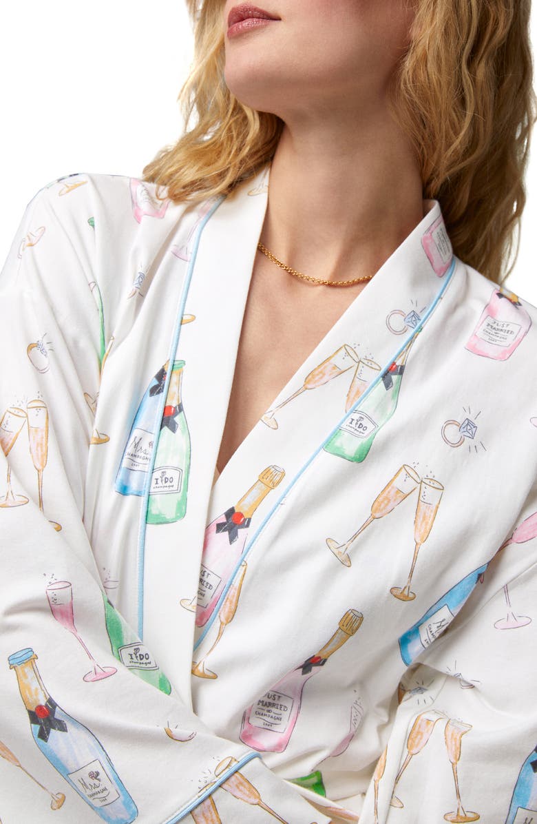 BedHead Pajamas Just Married Print Organic Cotton Jersey Robe, Alternate, color,