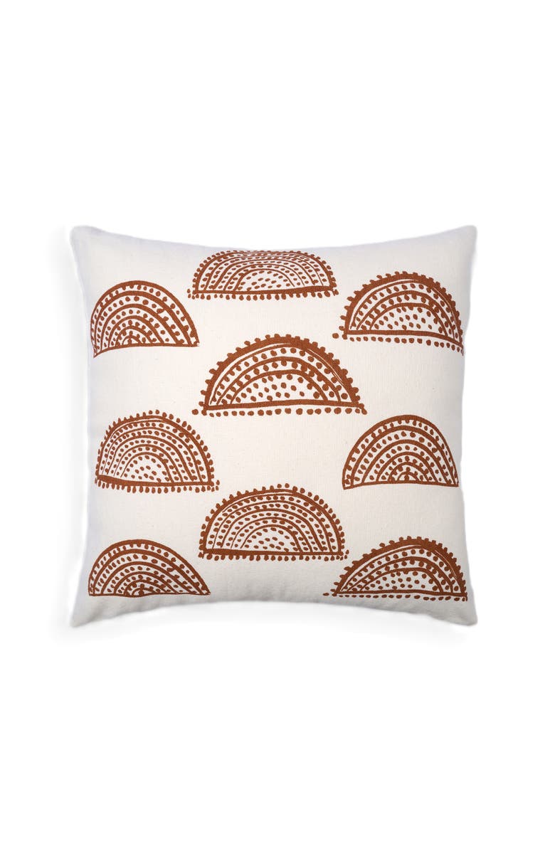 Naki & Ssam Sunlit Splendor petite sunburst print square pillow, Alternate, color, Beige