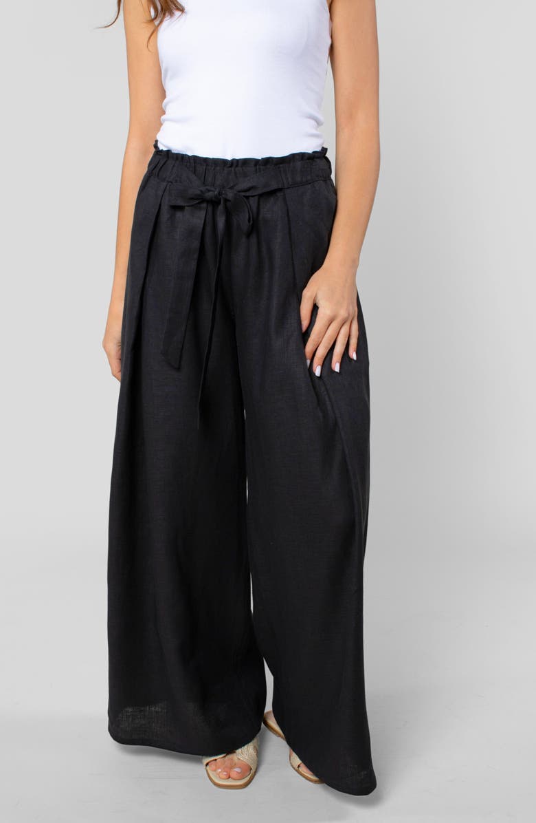 LEISURE LAB Linen Cabana Pant, Alternate, color, Black