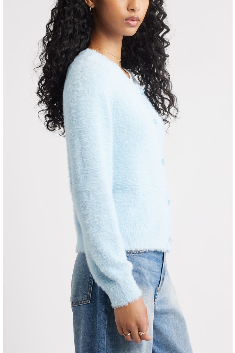 Fuzzy Scoop Neck Cardigan, Alternate, color, BLUE SKYRIDE