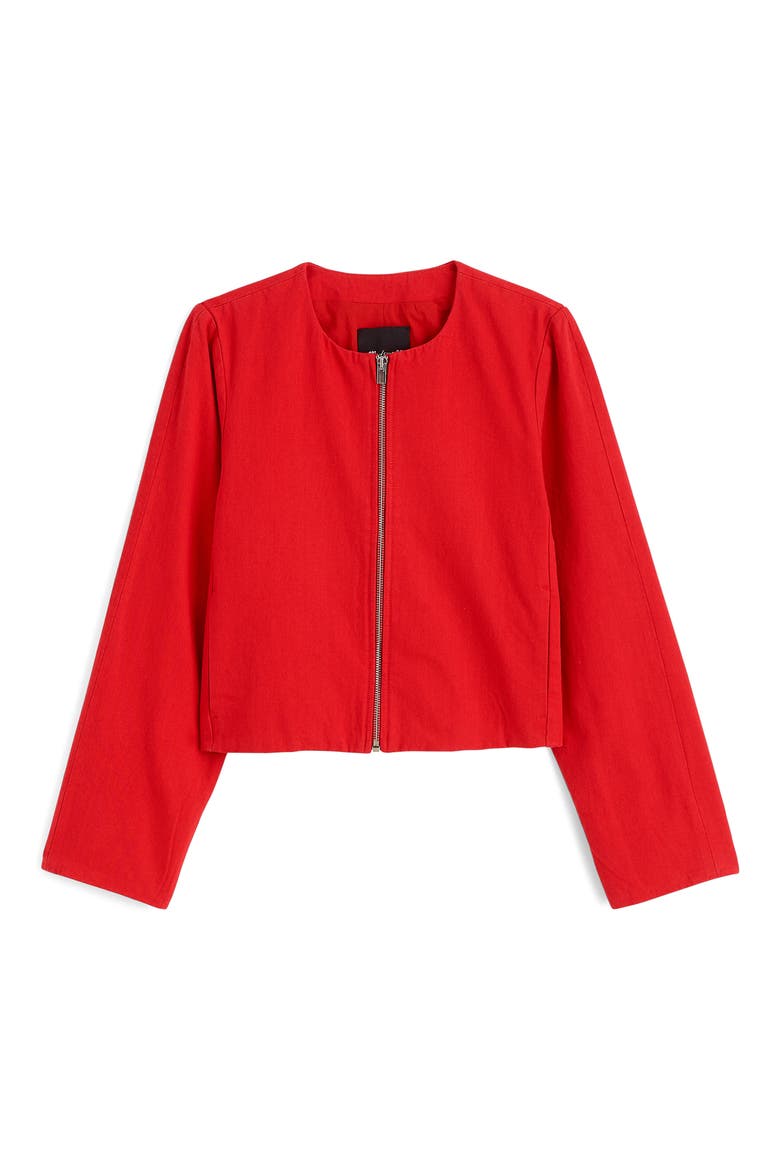 Cotton & Linen Blend Zip-Up Jacket, Alternate, color, FESTIVAL RED