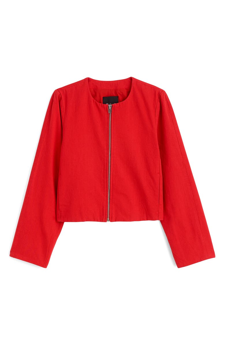 Madewell Cotton & Linen Blend Zip-Up Jacket, Alternate, color, Festival Red