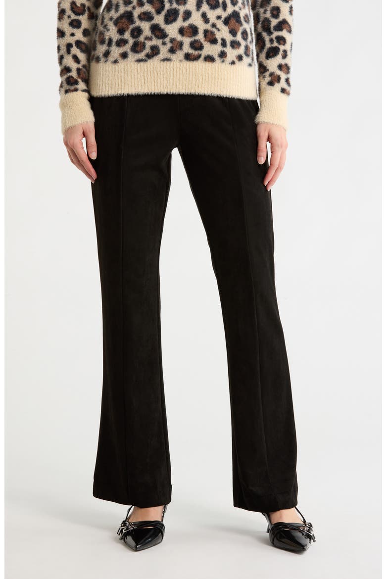 Faux Suede Bootcut Pants, Main, color, BLACK