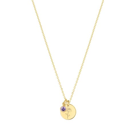 Lily Birth Flower and Birthstone Necklace