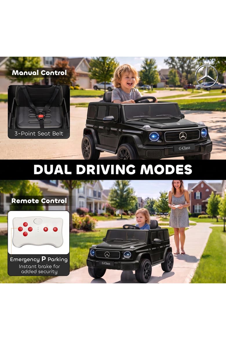 Kids Ride On Car, Licensed Mercedes-Benz G580 12V Electric Car for Kids with Parent Remote Control, Alternate, color, Black