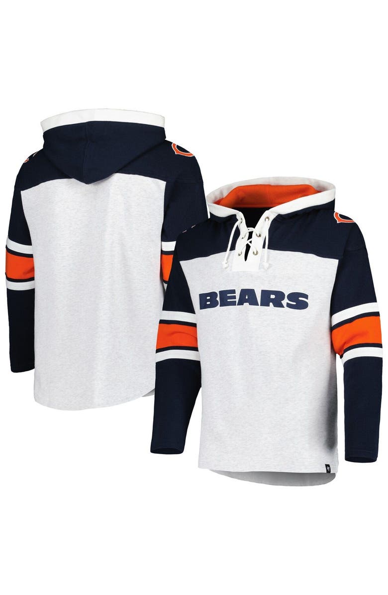 '47 Men's '47 Chicago Bears Heather Gray Gridiron Lace-Up Pullover Hoodie, Main, color, Heather Gray